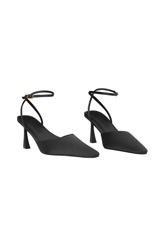 Marley Satin Pointed Heel – Black Marley Satin Pointed Heel – Black