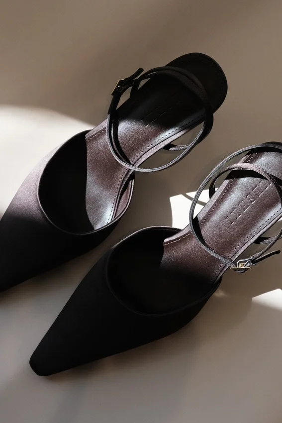 Marley Satin Pointed Heel – Chocolate Marley Satin Pointed Heel – Chocolate