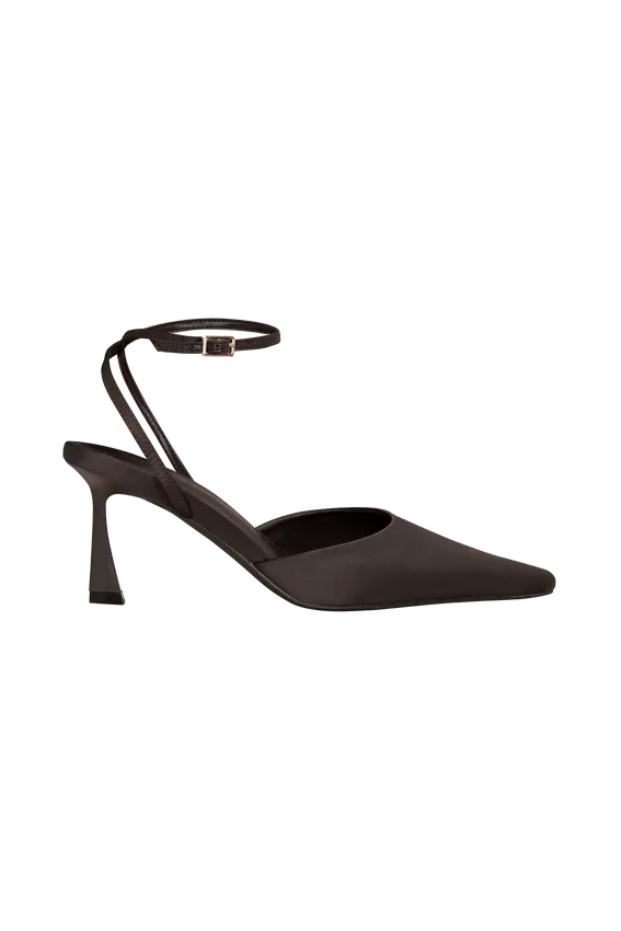 Marley Satin Pointed Heel – Chocolate Marley Satin Pointed Heel – Chocolate