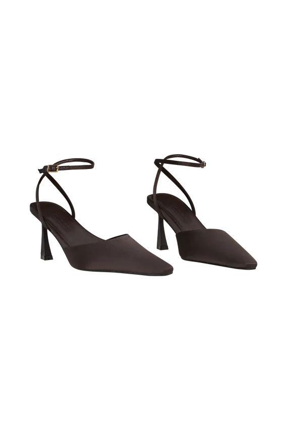 Marley Satin Pointed Heel – Chocolate Marley Satin Pointed Heel – Chocolate