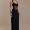 Marlon Crepe And Mesh Maxi Dress – Black Marlon Crepe And Mesh Maxi Dress – Black