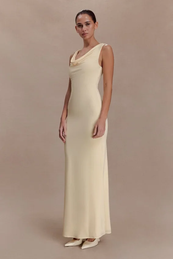 Marta Slinky Cowl Maxi Dress – Lemon Marta Slinky Cowl Maxi Dress – Lemon