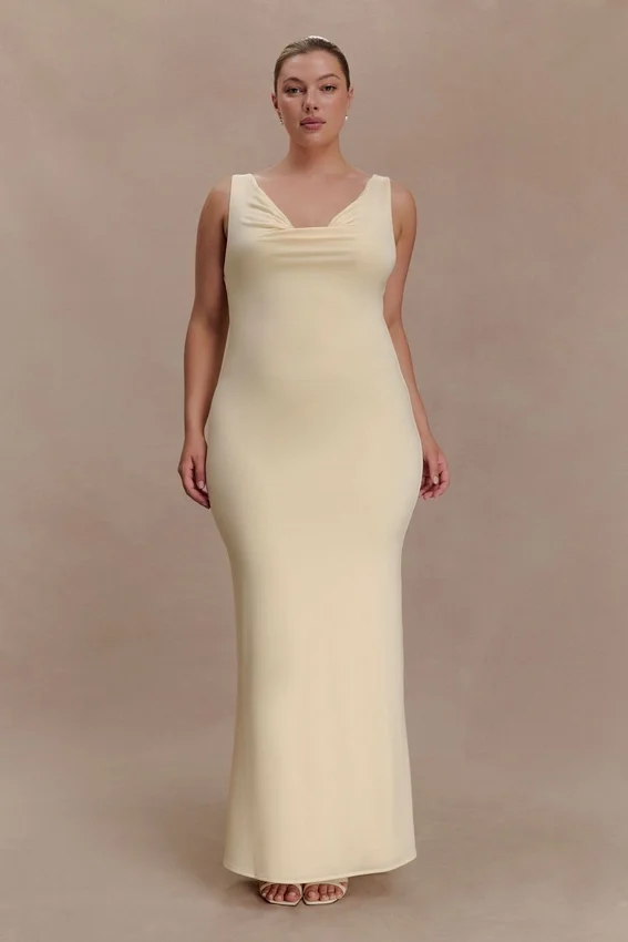 Marta Slinky Cowl Maxi Dress – Lemon Marta Slinky Cowl Maxi Dress – Lemon
