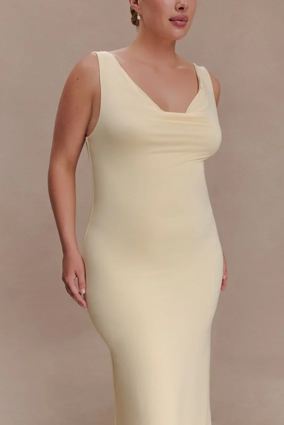 Marta Slinky Cowl Maxi Dress – Lemon Marta Slinky Cowl Maxi Dress – Lemon