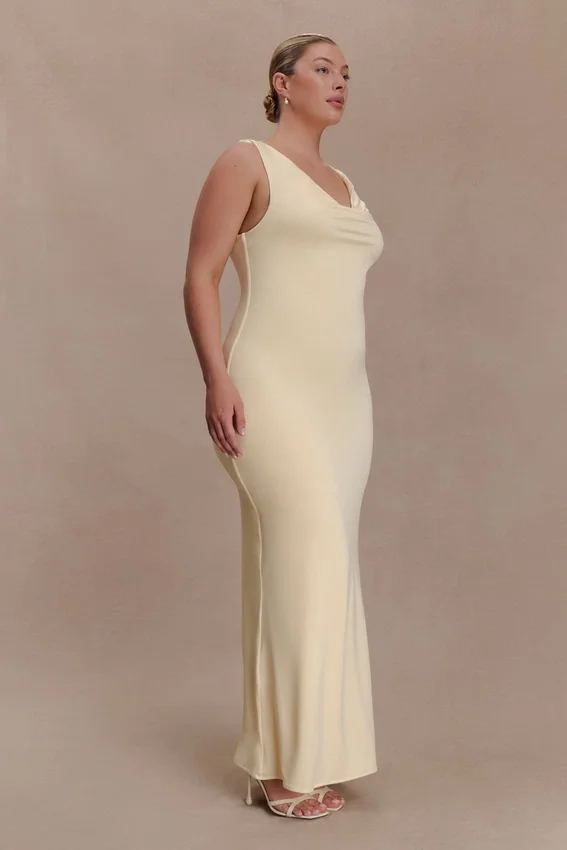 Marta Slinky Cowl Maxi Dress – Lemon Marta Slinky Cowl Maxi Dress – Lemon