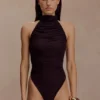 Matilda Ruched Mesh Bodysuit – Chocolate