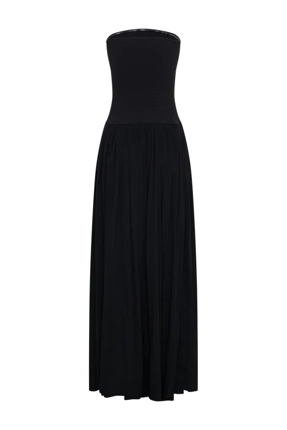 Maureen Cotton Shirring Maxi Dress – Black Maureen Cotton Shirring Maxi Dress – Black