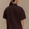 Maya Oversized Denim Shirt – Chocolate