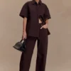 Maya Oversized Denim Shirt – Chocolate