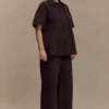 Maya Oversized Denim Shirt – Chocolate