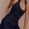 Meadow Denim Corset Halter Top – Indigo Blue