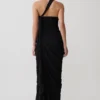 Micaela Chiffon Gathered Maxi Dress – Black