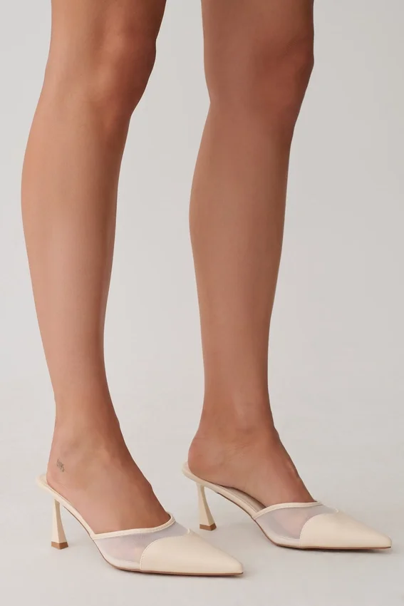 Micah Mesh Pointed Heel – Ivory Micah Mesh Pointed Heel – Ivory