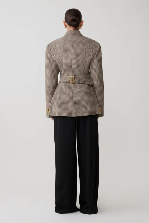 Mila Shaped Blazer – Tan Check Mila Shaped Blazer – Tan Check