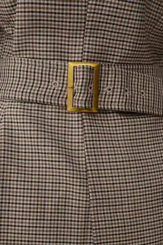 Mila Shaped Blazer – Tan Check Mila Shaped Blazer – Tan Check