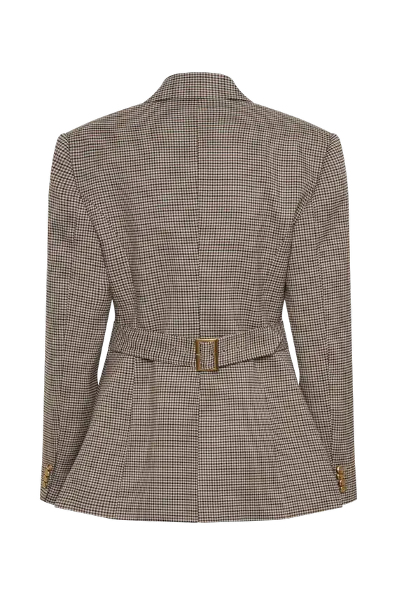Mila Shaped Blazer – Tan Check Mila Shaped Blazer – Tan Check