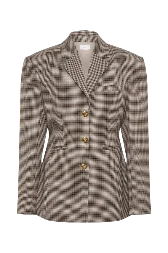 Mila Shaped Blazer – Tan Check Mila Shaped Blazer – Tan Check
