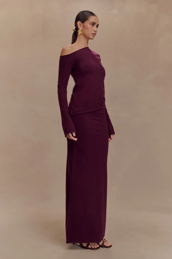 Miles Knit Maxi Skirt – Plum Miles Knit Maxi Skirt – Plum