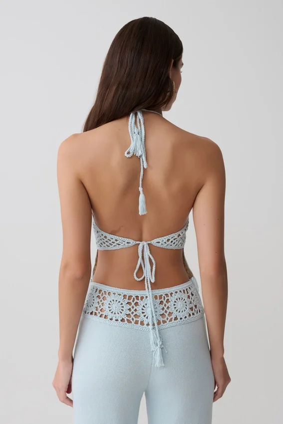 Miley Crochet Halter Top – Pale Aqua Miley Crochet Halter Top – Pale Aqua