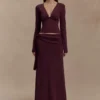 Bowie Low Rise Knit Maxi Skirt – Dark Chocolate