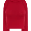 Misty Halter Backless Knit Top – Red