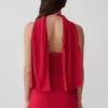 Misty Halter Backless Knit Top – Red