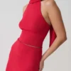 Misty Halter Backless Knit Top – Red