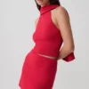 Misty Halter Backless Knit Top – Red