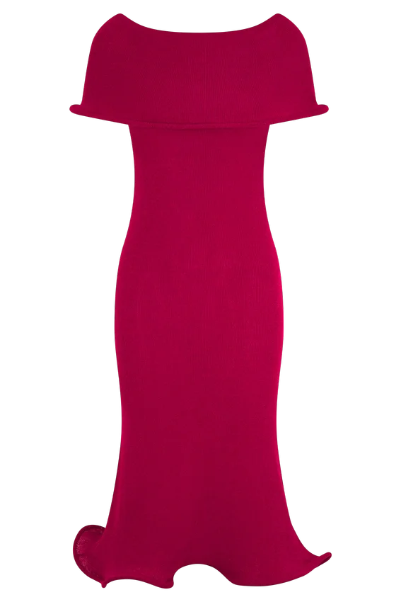Molly Off Shoulder Knit Midi Dress – Raspberry Molly Off Shoulder Knit Midi Dress – Raspberry