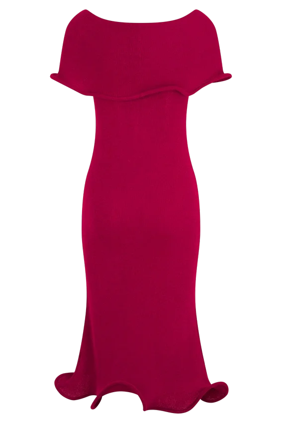 Molly Off Shoulder Knit Midi Dress – Raspberry Molly Off Shoulder Knit Midi Dress – Raspberry