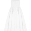 Monika Gathered Waist Cotton Midi Dress – White