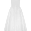 Monika Gathered Waist Cotton Midi Dress – White