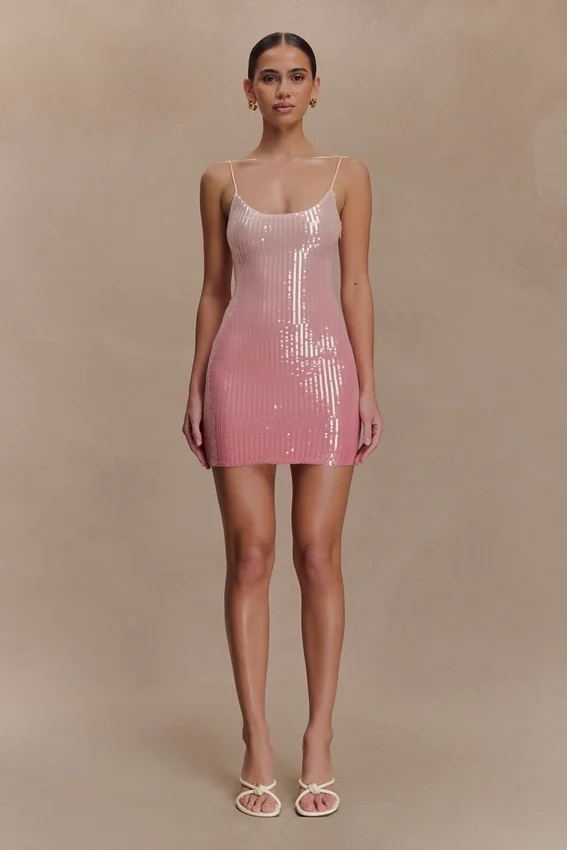 Mora Sequin Mini Dress – Ombre Pink Mora Sequin Mini Dress – Ombre Pink