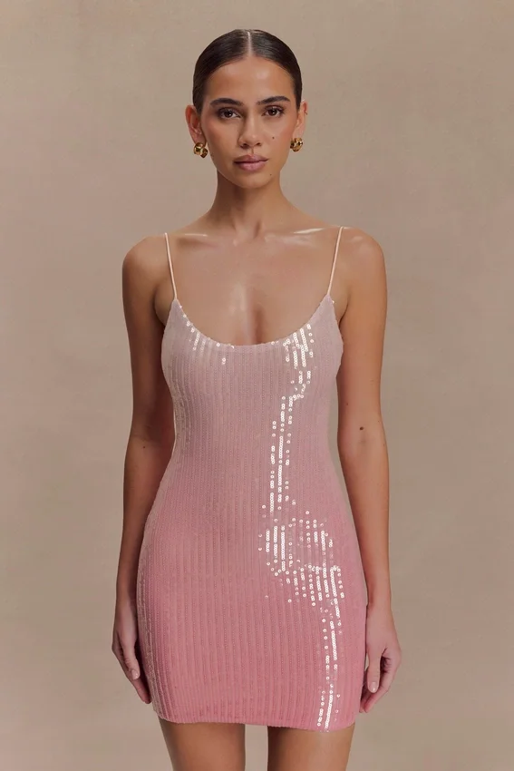 Mora Sequin Mini Dress – Ombre Pink Mora Sequin Mini Dress – Ombre Pink