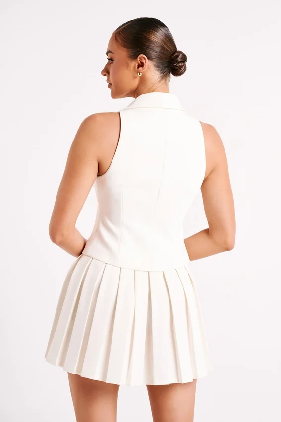 Mura Pleated Mini Skirt – Ivory Mura Pleated Mini Skirt – Ivory