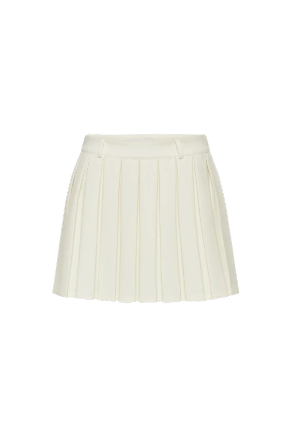 Mura Pleated Mini Skirt – Ivory Mura Pleated Mini Skirt – Ivory