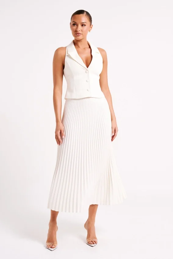 Twyla Pleated Suiting Maxi Skirt – Ivory Twyla Pleated Suiting Maxi Skirt – Ivory