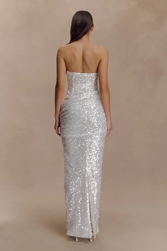 Nala Strapless Sequin Maxi Dress – Ivory Nala Strapless Sequin Maxi Dress – Ivory