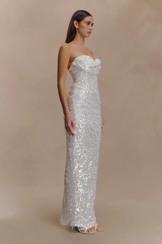 Nala Strapless Sequin Maxi Dress – Ivory Nala Strapless Sequin Maxi Dress – Ivory
