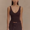 Natalya Ribbed Knit Cami Top – Dark Chocolate