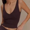 Natalya Ribbed Knit Cami Top – Dark Chocolate