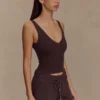 Natalya Ribbed Knit Cami Top – Dark Chocolate