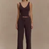 Natalya Ribbed Knit Cami Top – Dark Chocolate