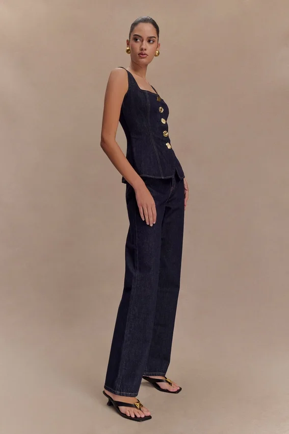 Janine High Waisted Straight Leg Jeans – Washed Indigo Blue Janine High Waisted Straight Leg Jeans – Washed Indigo Blue