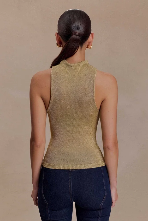 Nikki Lurex Top With Hardware – Gold Nikki Lurex Top With Hardware – Gold