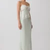 Nina Satin And Lace Maxi Skirt – Sage