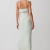 Nina Satin And Lace Maxi Skirt – Sage