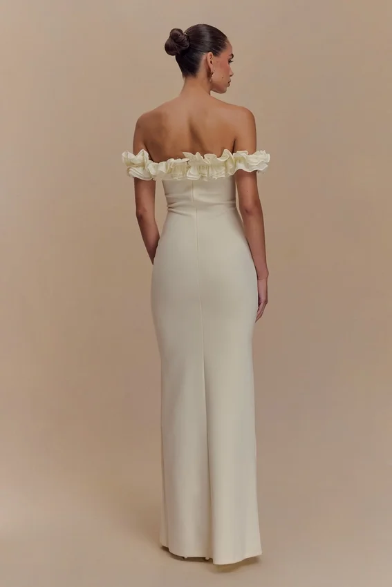 Nova Ruffle Off Shoulder Maxi Dress – Ivory Nova Ruffle Off Shoulder Maxi Dress – Ivory