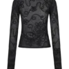 Omari Embroidery Long Sleeve Knit Top – Black