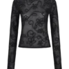 Omari Embroidery Long Sleeve Knit Top – Black